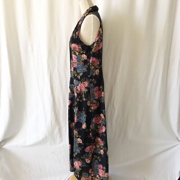 Vintage Chabies floral maxi shirt dress size 7/8 - Picture 7 of 10